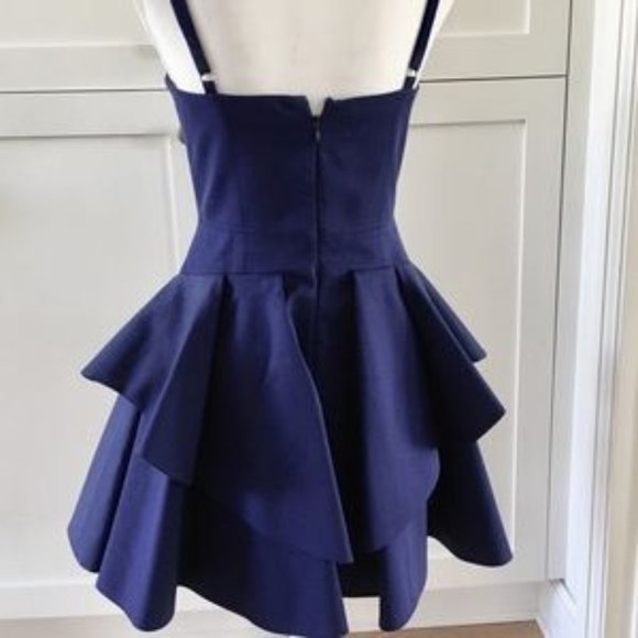 Rebecca Taylor Bustier Cobalt Blue Flounced Party Dress, sz 4 - Picture 6 of 8